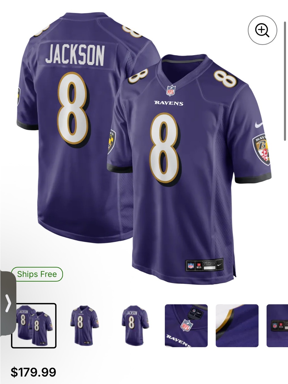 Nike Baltimore Ravens Lamar Jackson #8 Men’s Large Jersey
